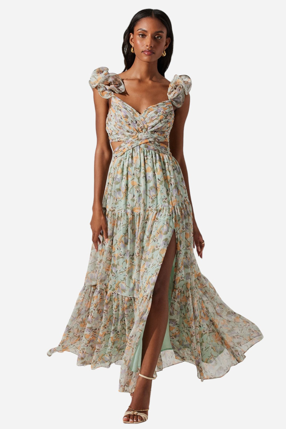 ASTR The Label Fritillaria Maxi Cut Out Dress in Mint Purple – CHROME