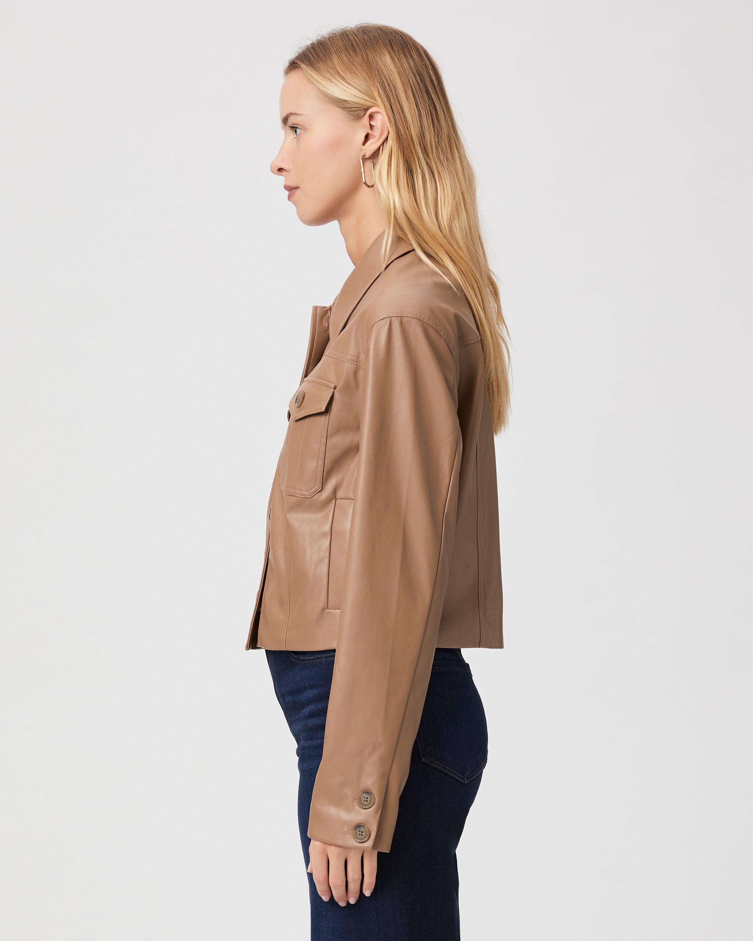 Paige Fenwick Jacket in Burnt Sugar Faux Leather – CHROME