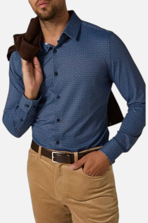 7 Diamonds Alba Long Sleeve Button Up Shirt in Navy