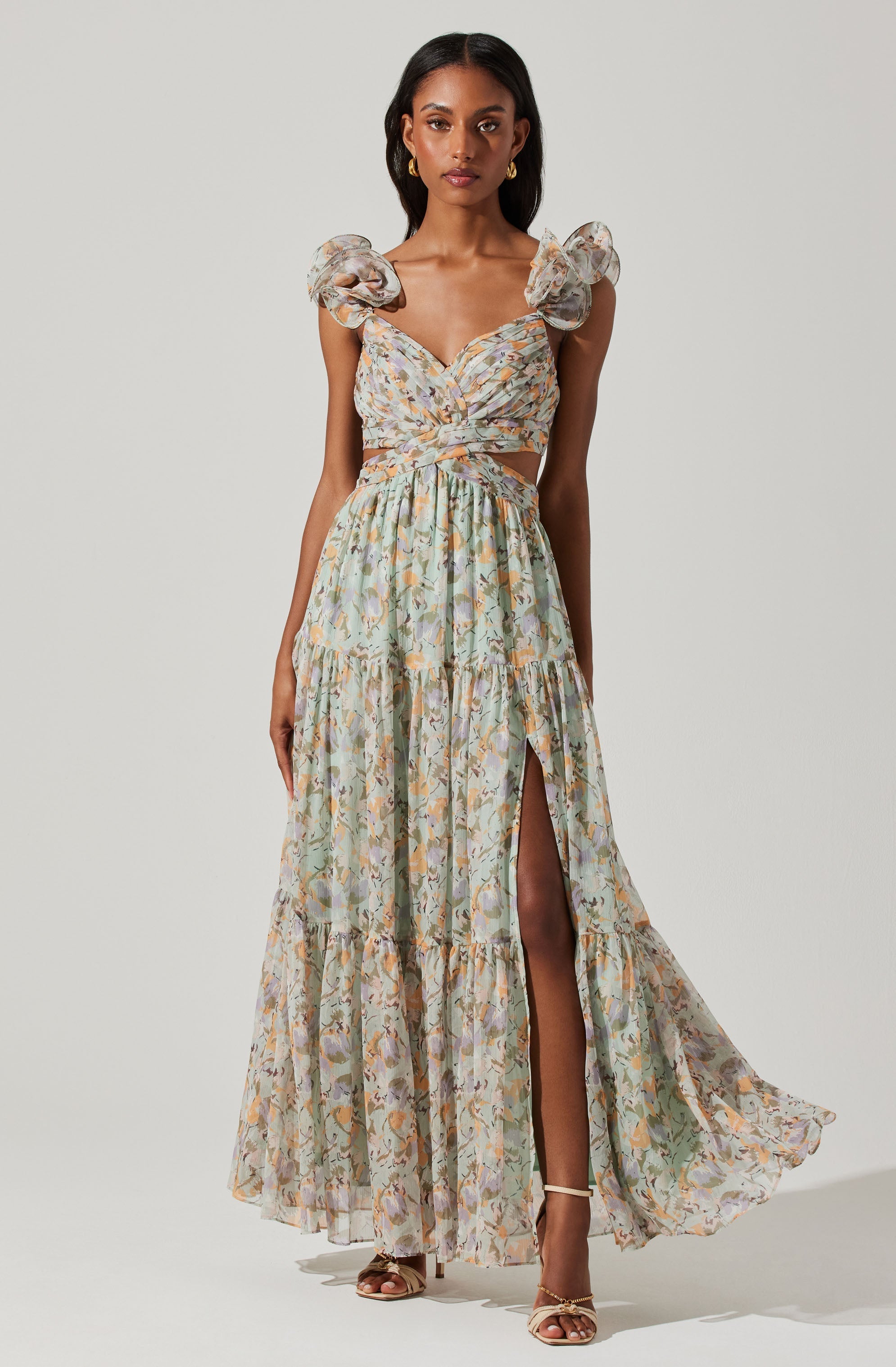 ASTR The Label Fritillaria Maxi Cut Out Dress in Mint Purple – CHROME