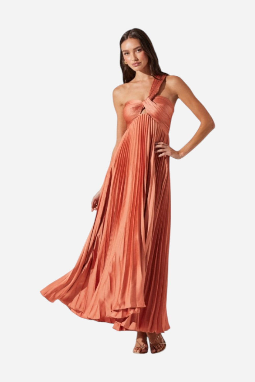 ASTR Rasya Pleated Maxi Dress in Coral – CHROME