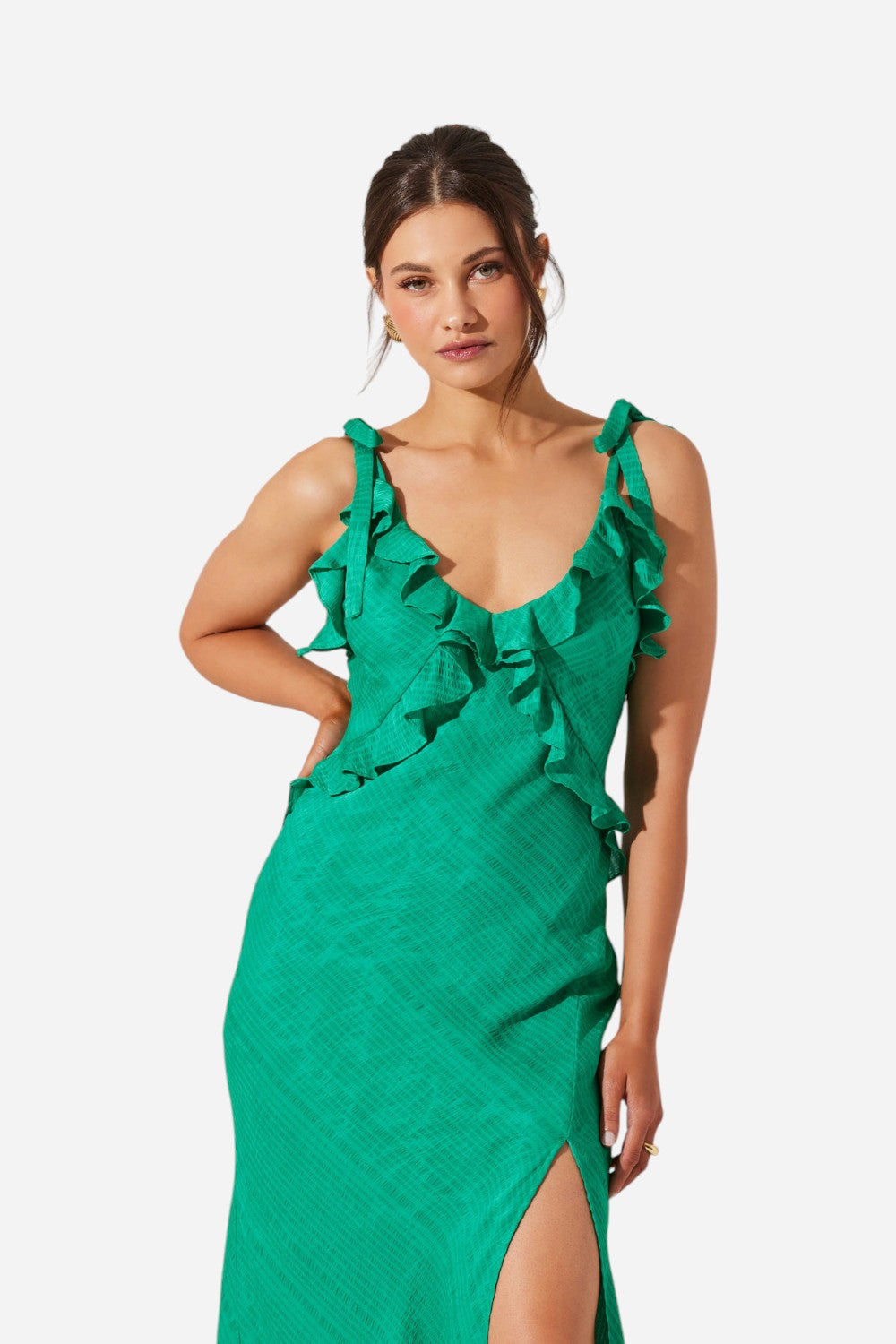 ASTR Sorbae Ruffle Maxi Dress in Green ASTR Sorbae Ruffle Maxi Dress in Green