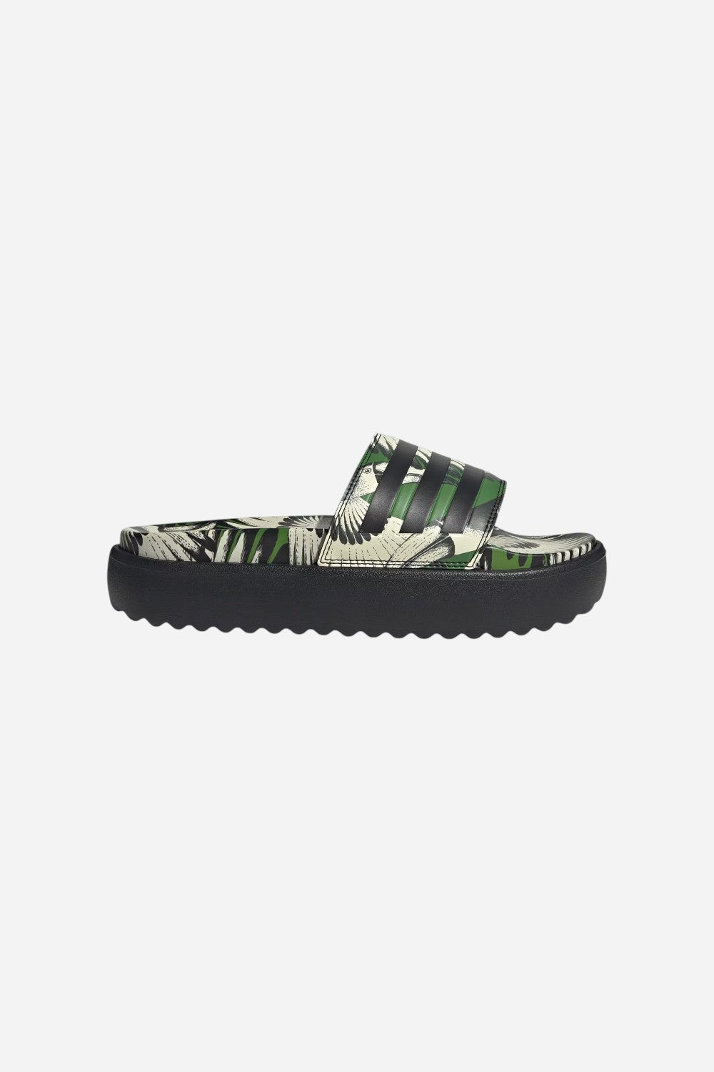 adidas Adilette Platform Slides - Women's - Crew Green / Core Black