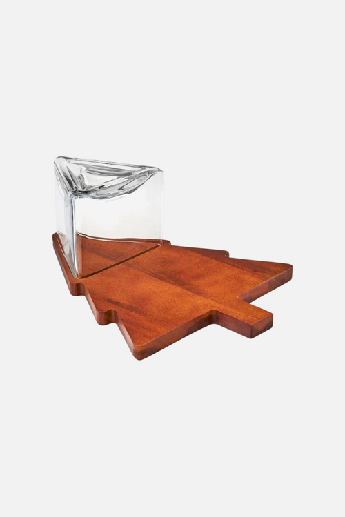 Godinger Christmas Tree Cheese Board, Cloche with Knife