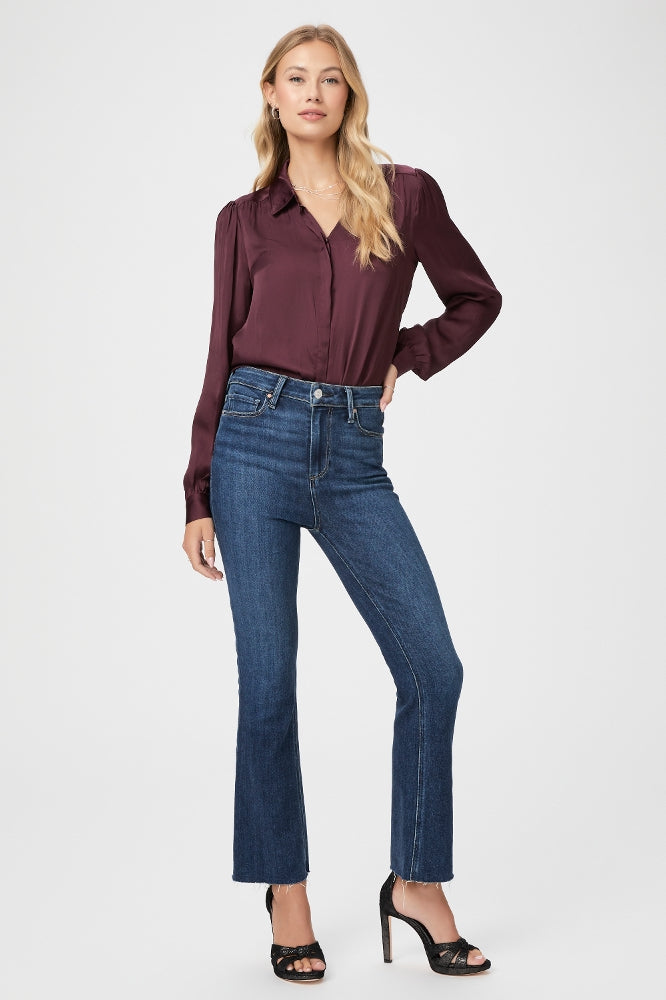 Paige Claudine Raw Hem Seamed Beltloop Jeans in Sketchbook