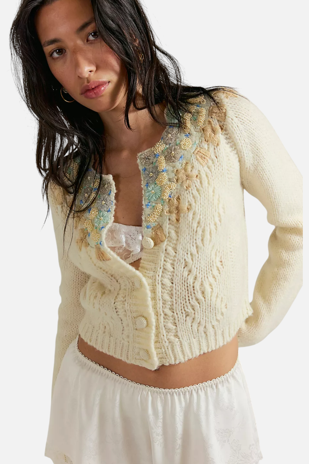 Free People One Pixie Cardi in Ivory – CHROME