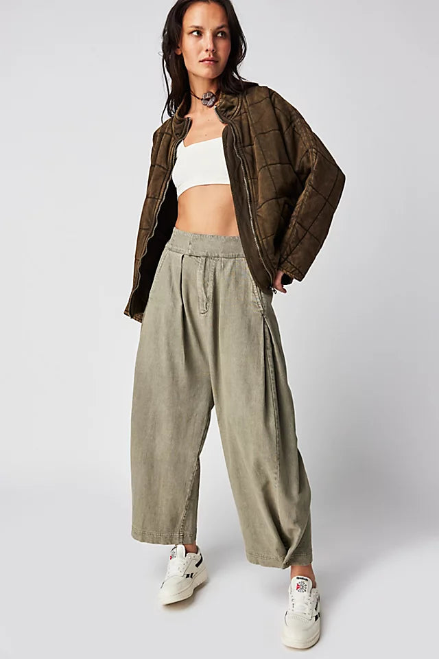 Free People Cool Harbor Wide Leg Pants in Serpent – CHROME