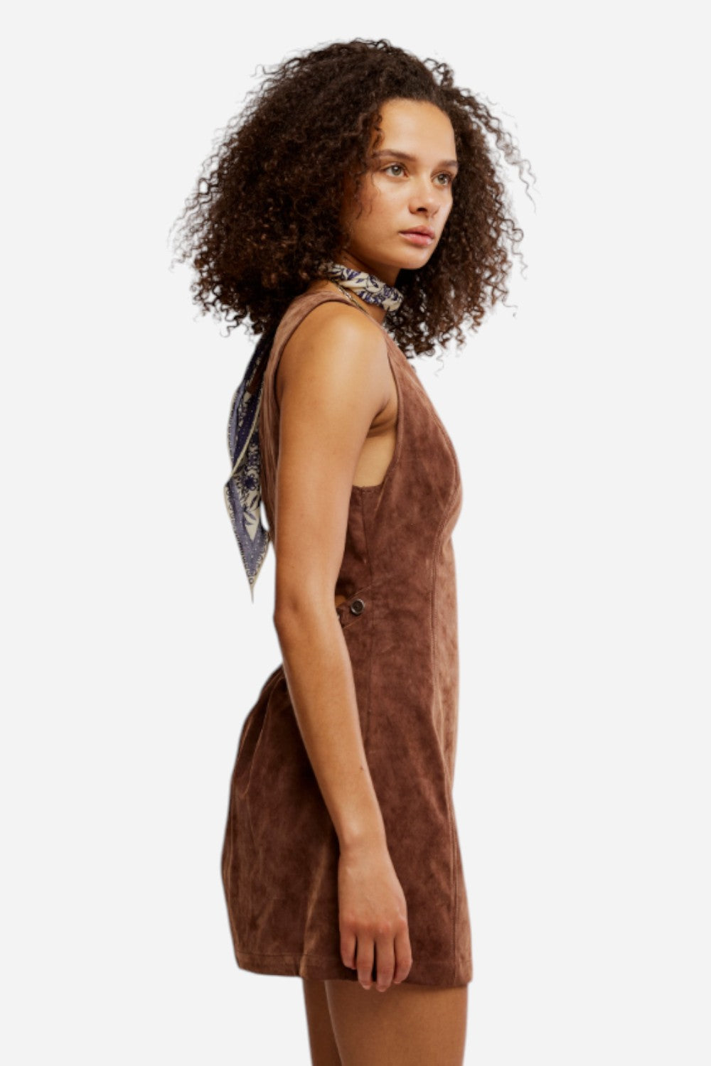 Free People Atlas Suede Mini Dress in Chicory Coffee  CHROME