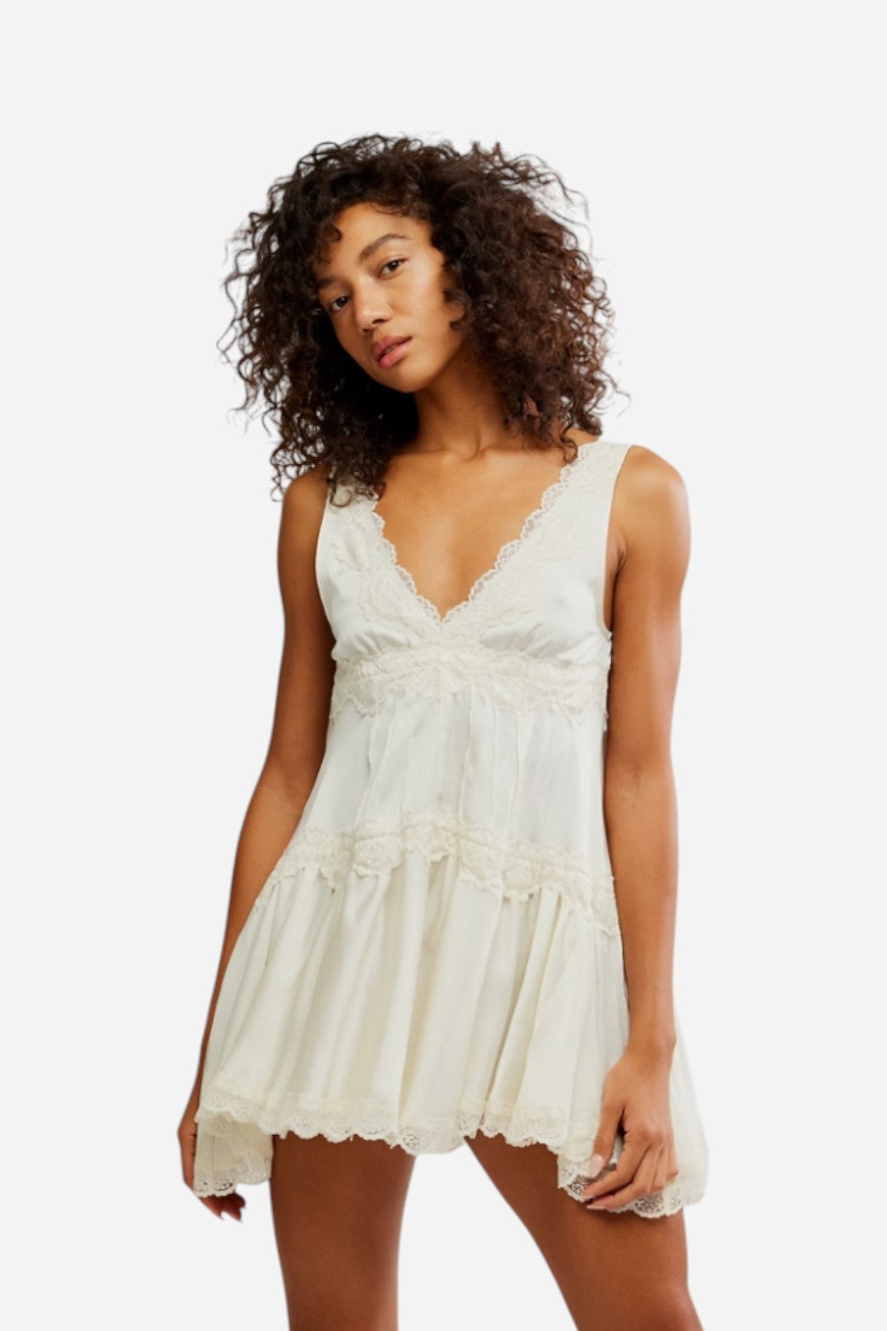 mini slip for under dress Free People - Women's Neutrals Mini Dresses - In This Groove Mini Slip Dress