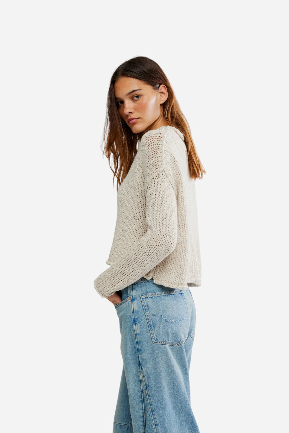 Free People Opal Rollneck Sweater in Tea – CHROME