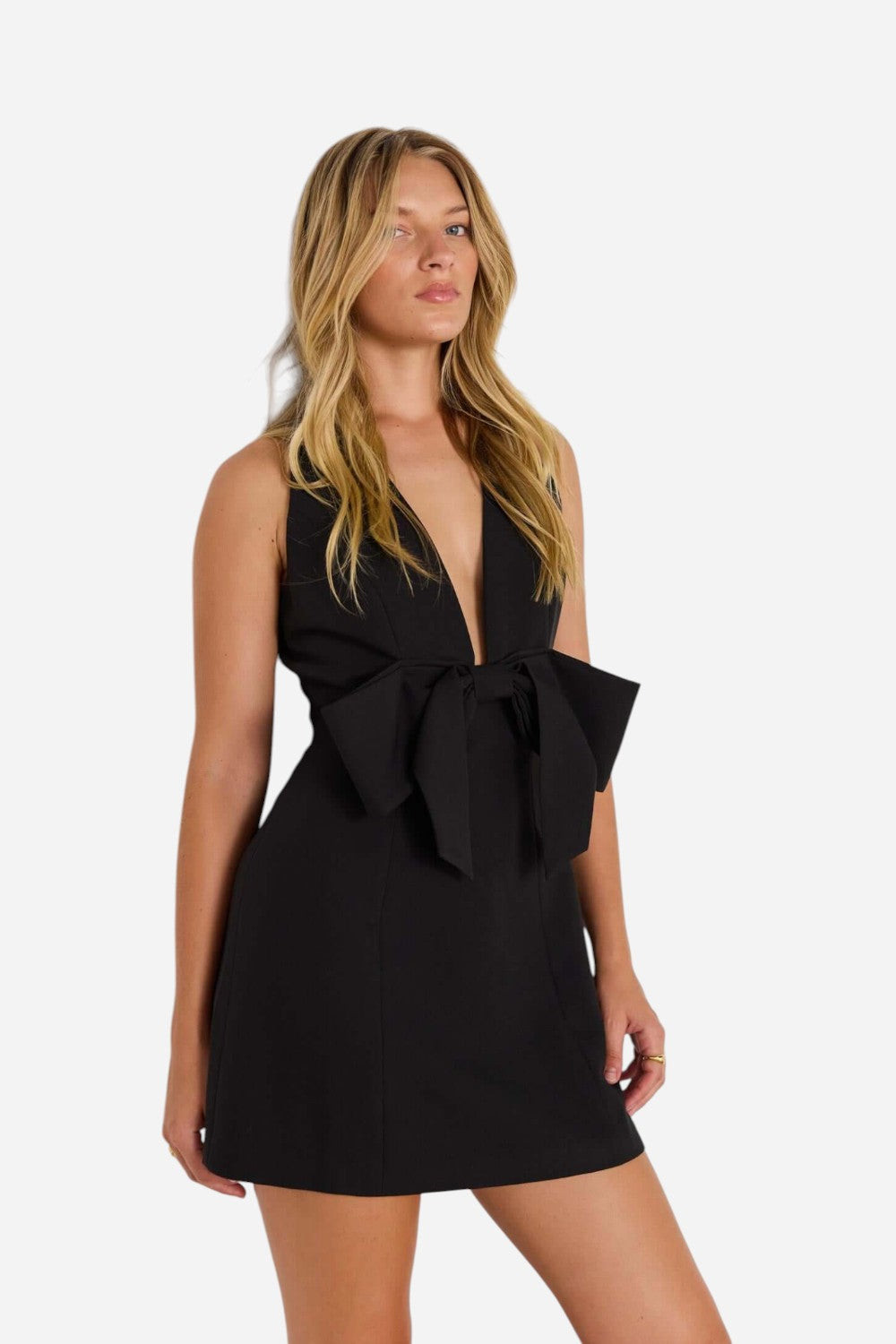 black mini dress with pink bows self-portrait - Black Velvet Mini Dress main image 1