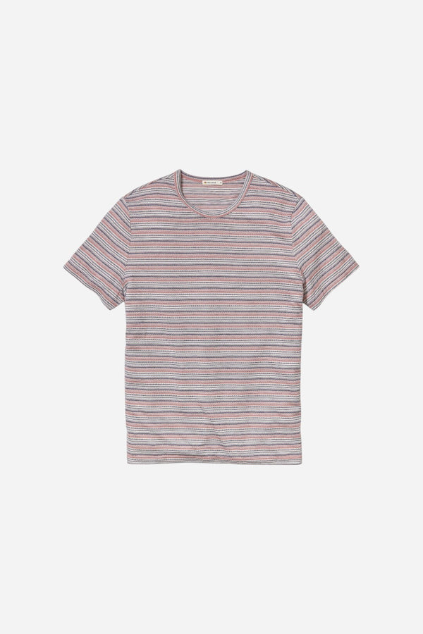 Marine Layer Signature Jacquard Crew Tee in Withered Rose Multi