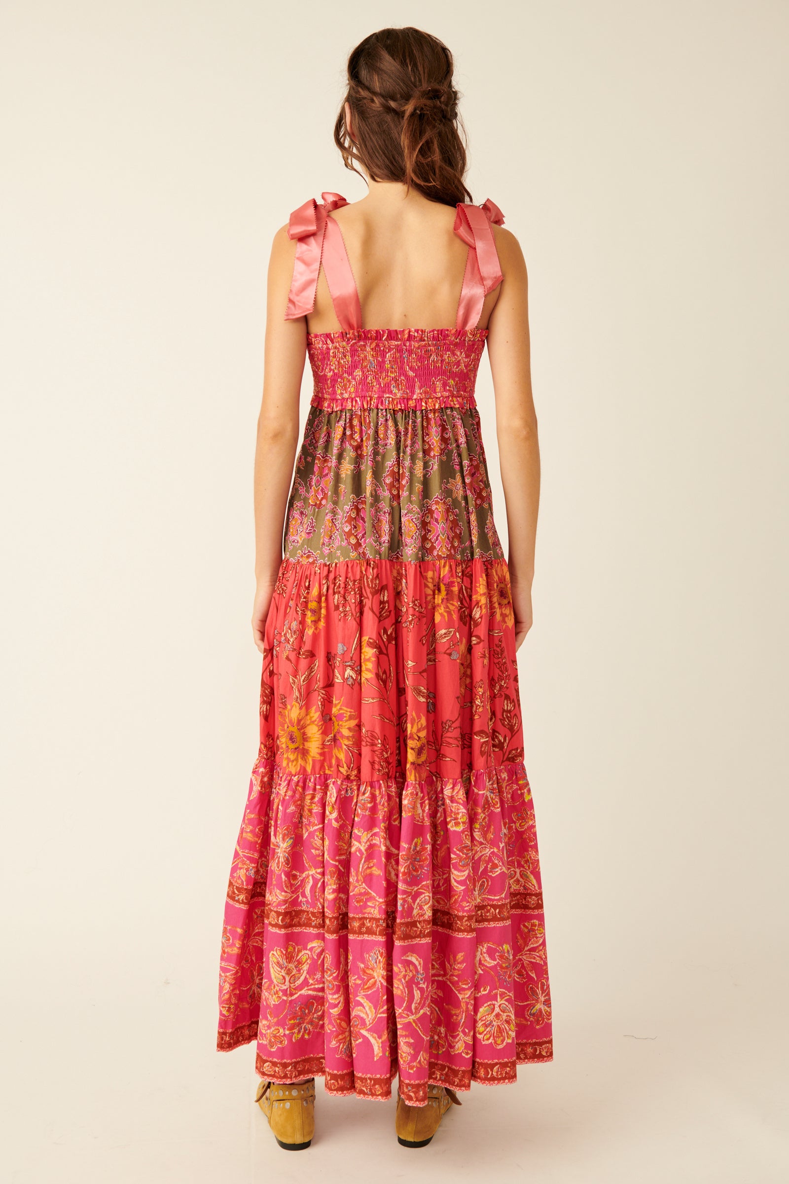 Free People Bluebell Maxi Dress in Magenta Combo