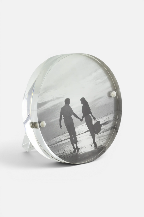 Tizo Round Acrylic Lucite Magnetic Frame - 3.5 x 3.5