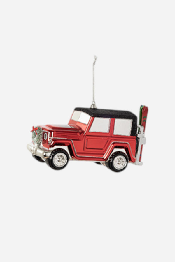 One Hundred 80 Degrees Oversized Jeep with Skis Ornament