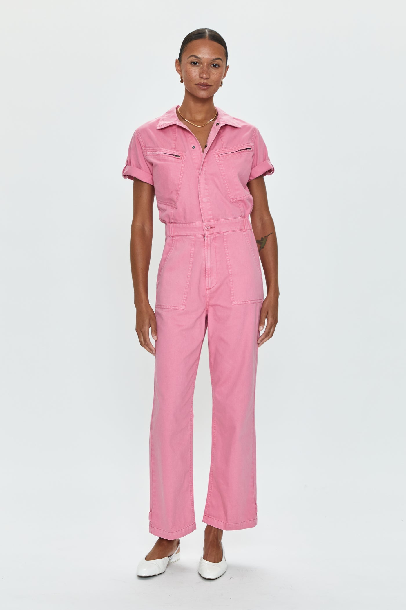 Pistola Campbell Aviator Flight Suit in Peony Pink – CHROME