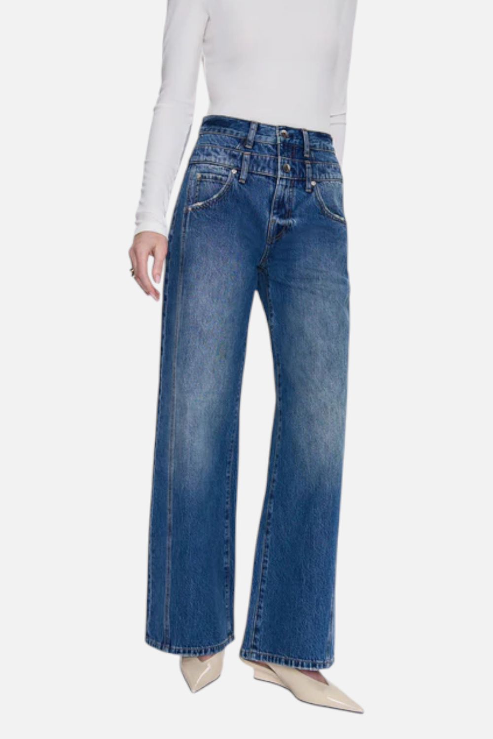Caleb High Rise Relaxed Stacked Waist, Echo
