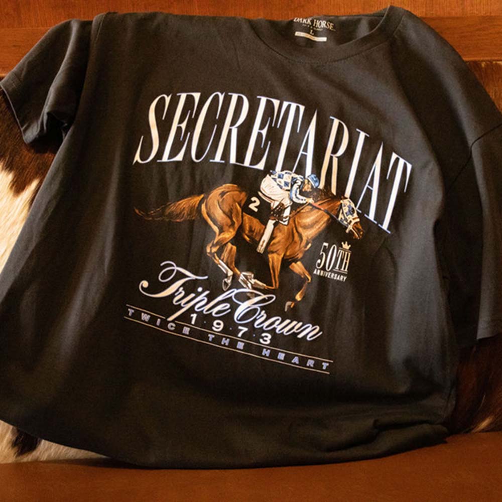 Secretariat Perfect Script Short Sleeve Tee in Dark Coal – CHROME