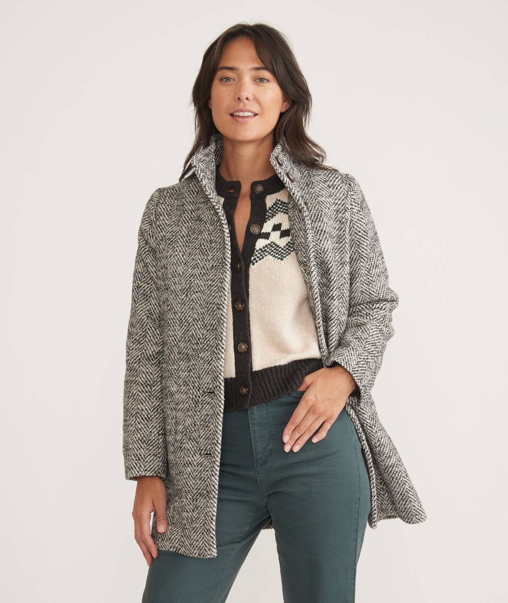 Marine Layer Stephanie Cocoon Coat Update in Black and White