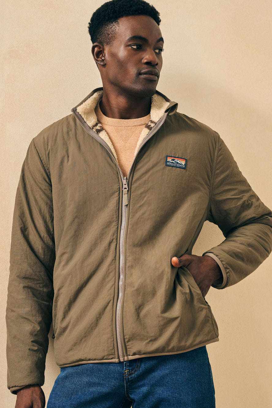 Faherty Steven Paul Judd High Pile Fleece Reversible Jacket in