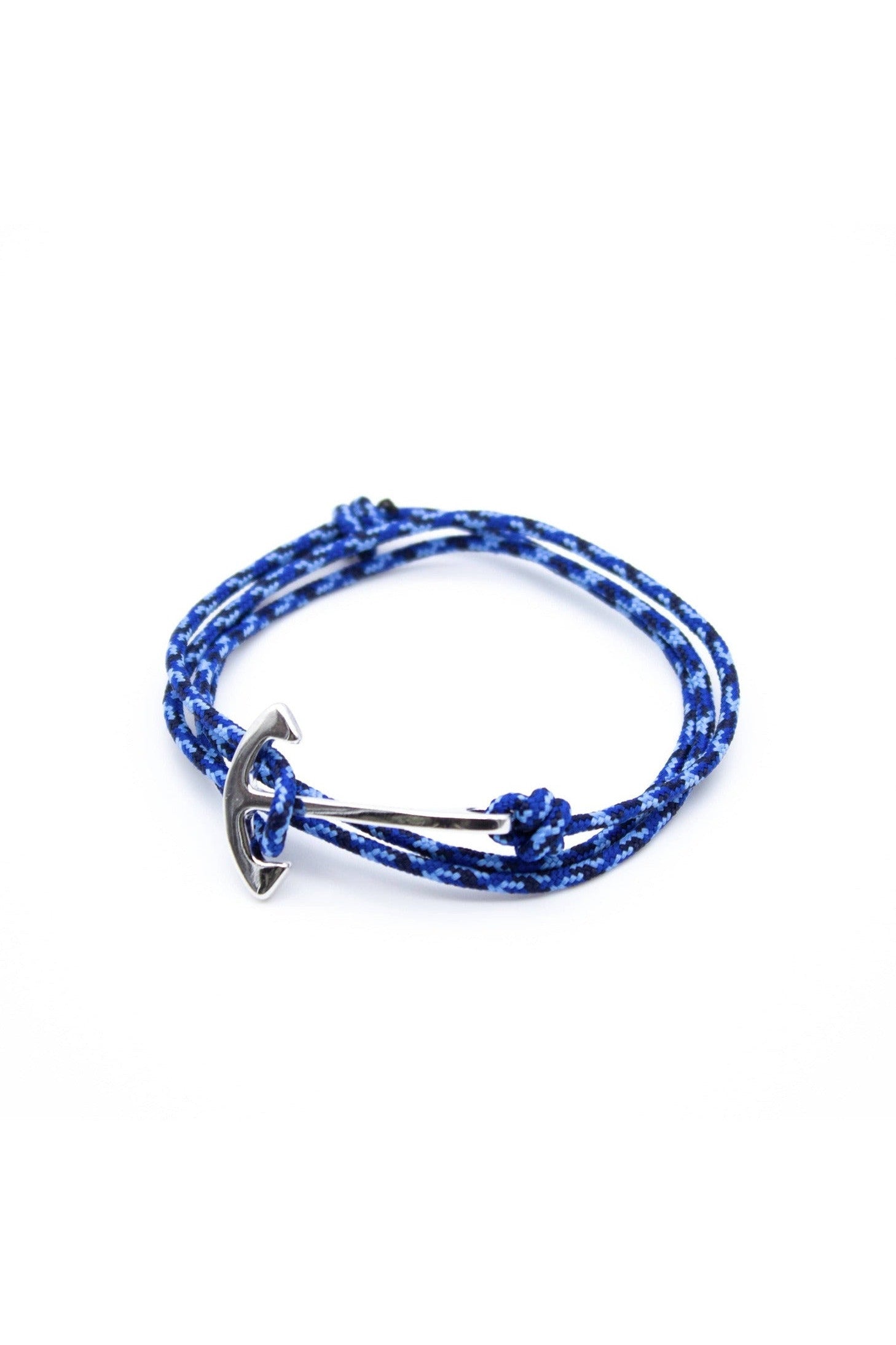 Camo Blue Men's Bracelet With Silver Anchor - Stolen Riches