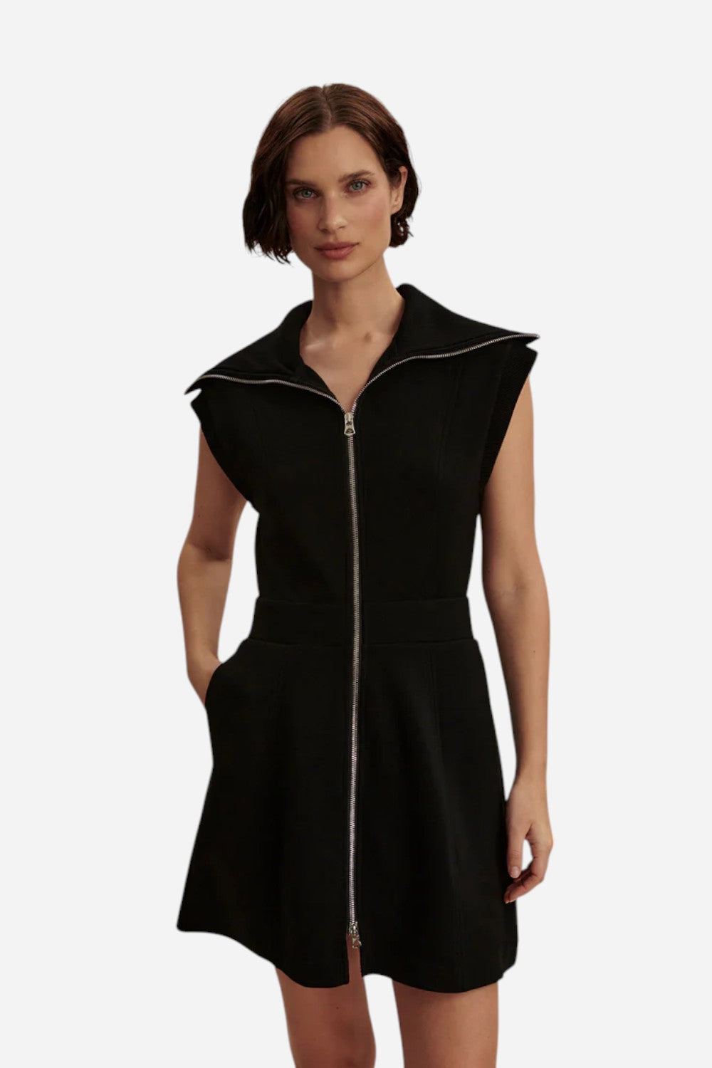 Rebecca Zip Through Dress, Medium in Black