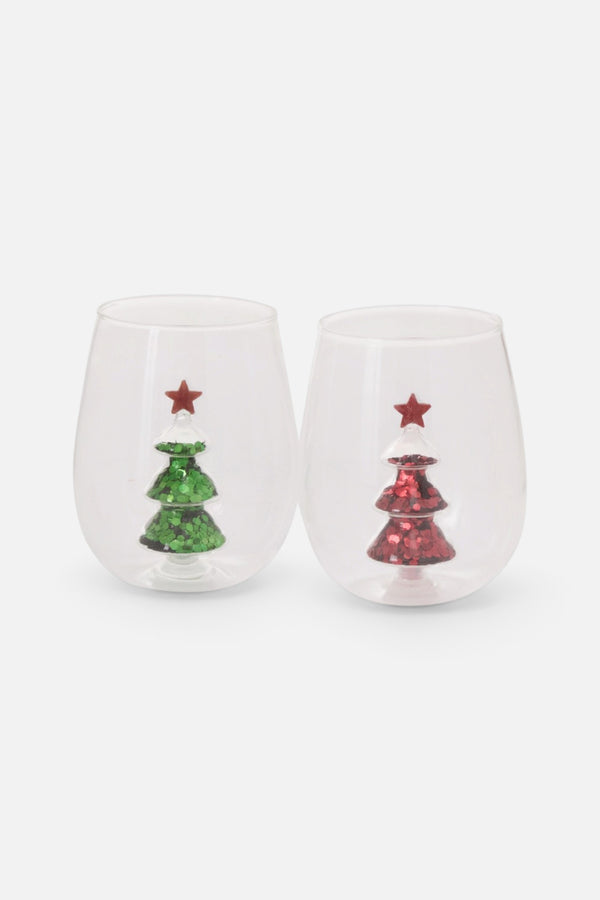Accent Decor Glitter Tree Stemless Glass