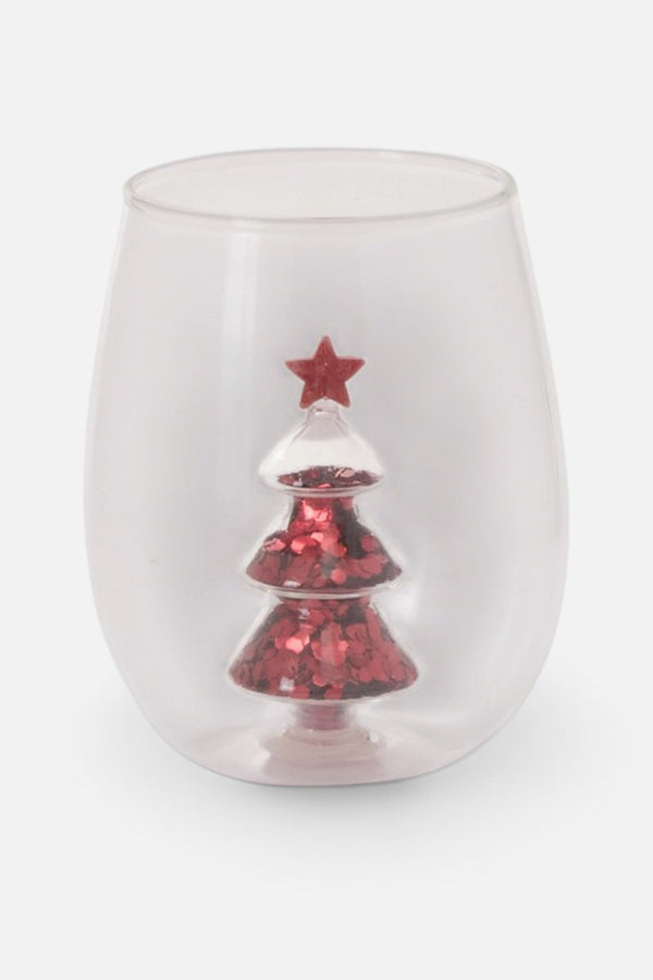 Accent Decor Glitter Tree Stemless Glass