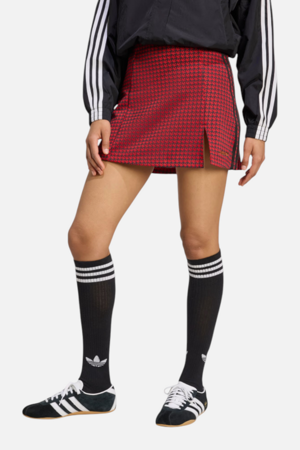 Adidas Women's Houndstooth Skirt in Better Scarlet & Black
