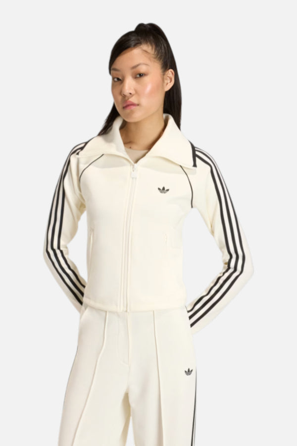 Adidas Women's Slim Fitted Firebird Track Top in Off White