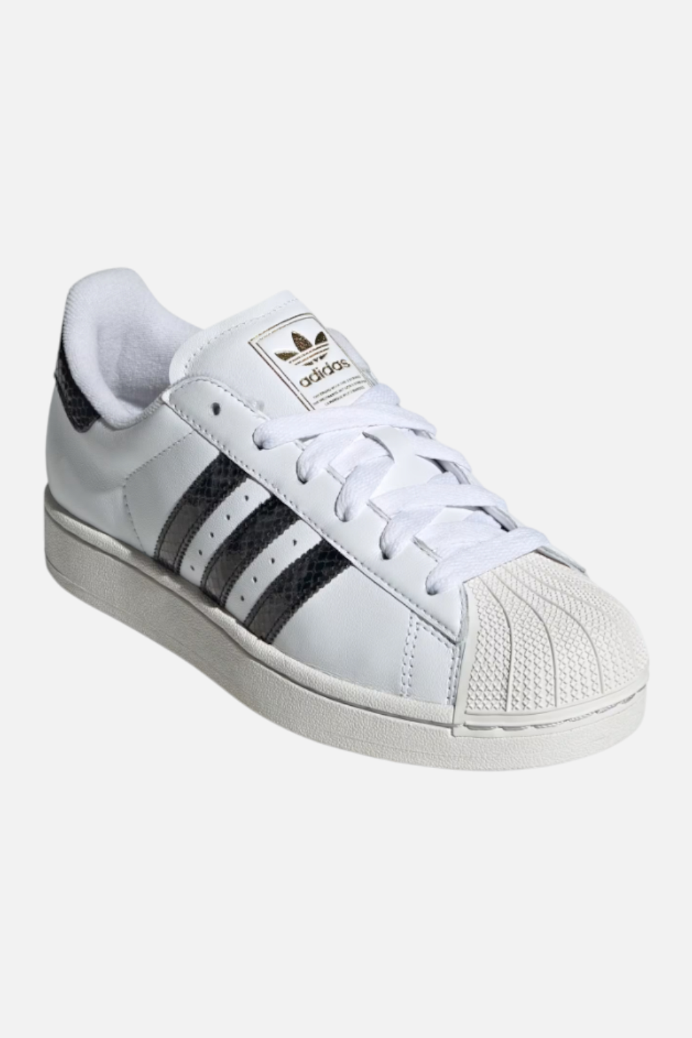 adidas Women's Superstar II Shoes, Size 8, White/Grey Snakeskin