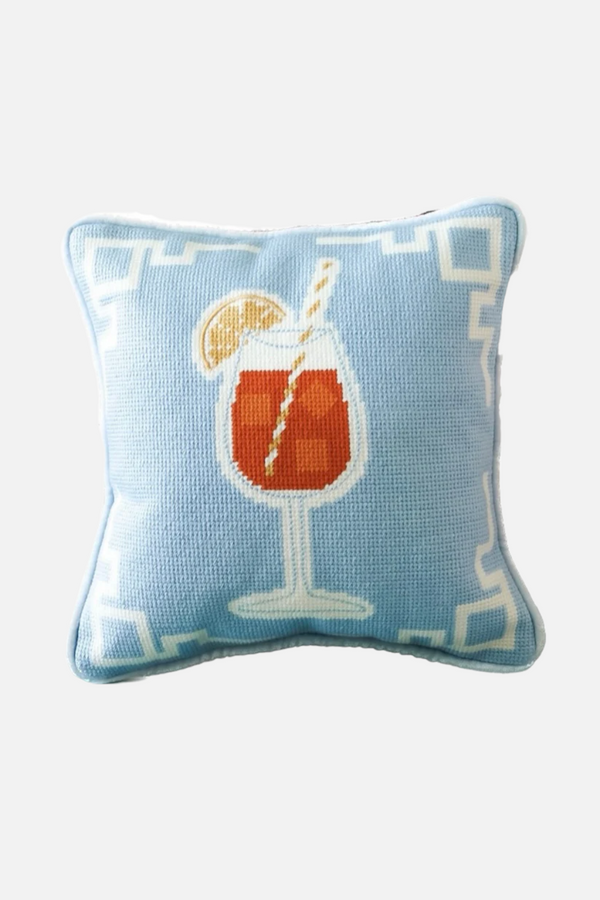 Southern Decorative Aperol Spritz Needlepoint Pillow