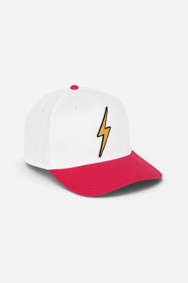 Aviator Nation Bolt Vintage Low Rise Twill Hat in Red & White