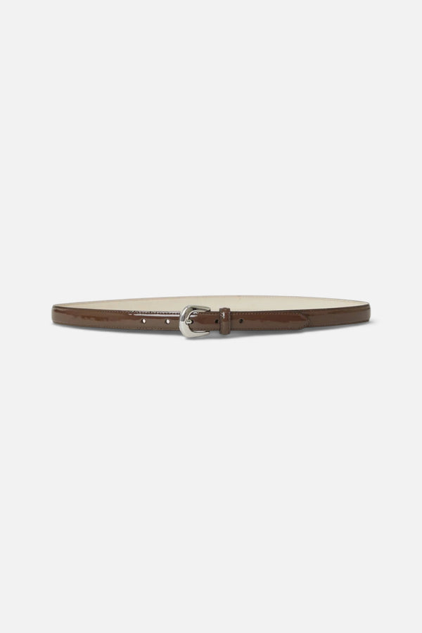 B-Low The Belt Kennedy Mini Patent Leather Belt in Chocolate Silver