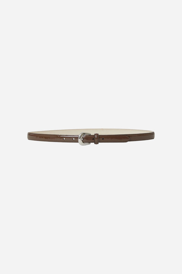B-Low The Belt Kennedy Mini Patent Leather Belt Chocolate Silver