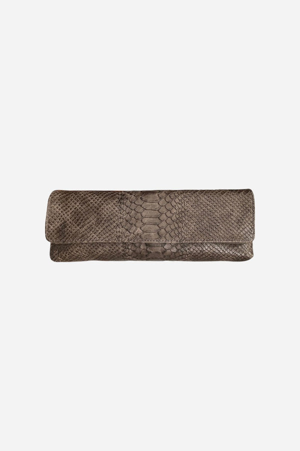 Baguette Clutch - Grey Snake