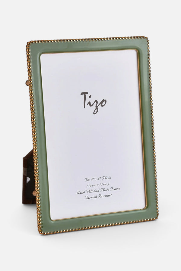 Tizo Beaded Enamel Picture Frame in Sage, 4x6