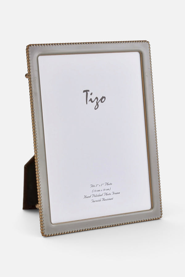 Tizo Beaded Enamel Picture Frame in Taupe, 5x7