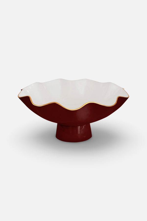 Beatriz Ball Encanto Carola Large Pedestal in Bordeaux and White