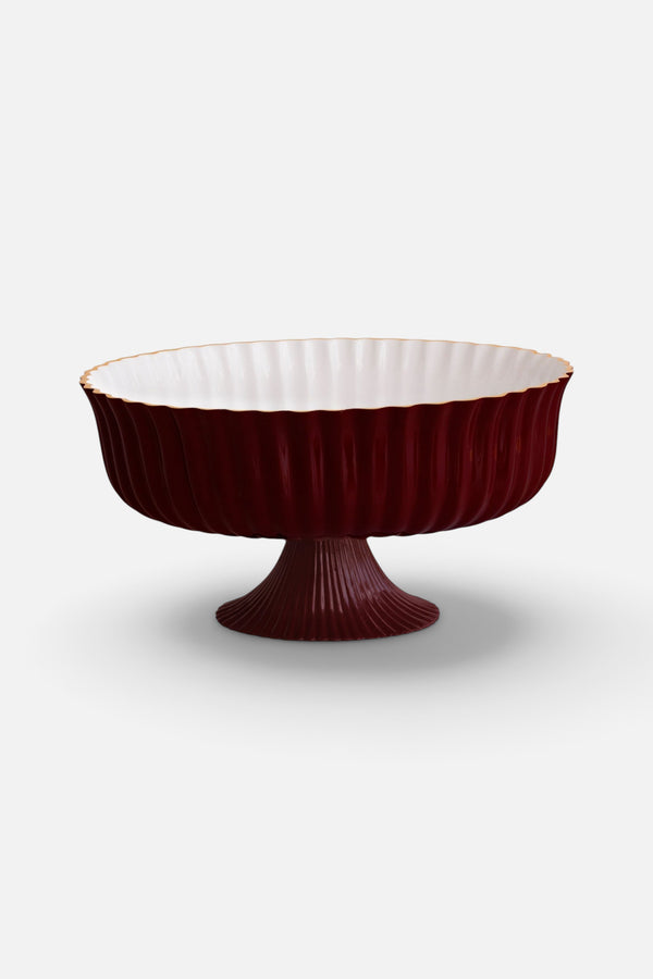Beatriz Ball Encanto Vienna Large Centerpiece Punch Bowl in Bordeaux and White