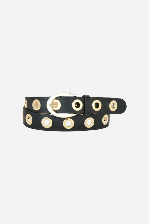 Brave Leather LTD Leah Napa Belt in Smooth Black - Gold