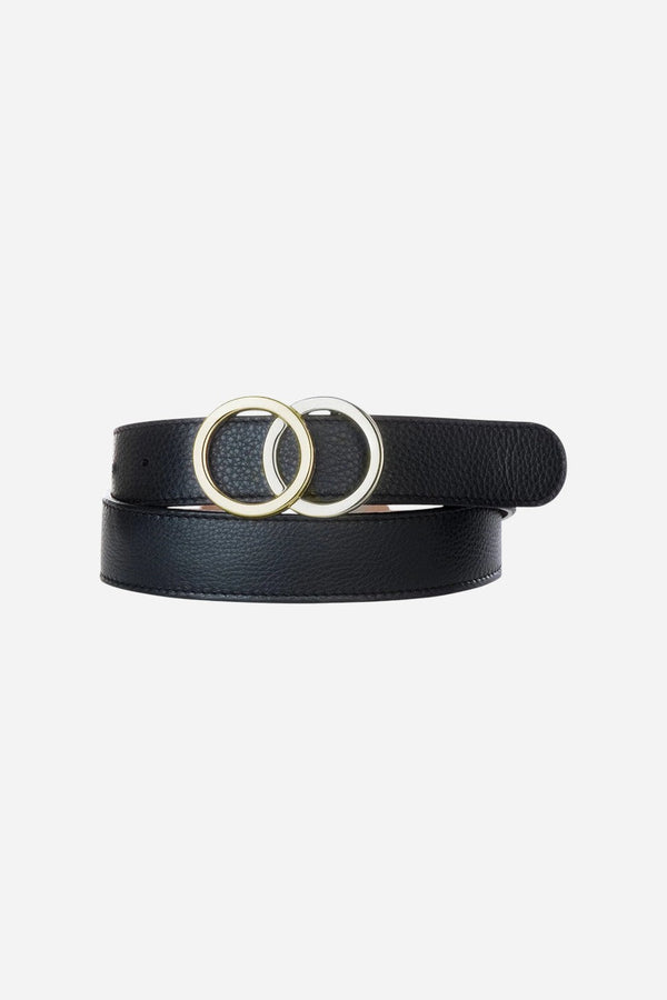 BRAVE Leather Otir Pebbled Belt in Black