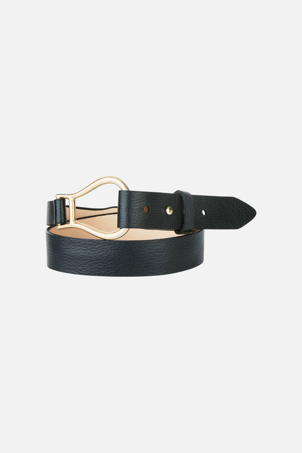 Brave Mikah Pebbled Leather Belt in Black