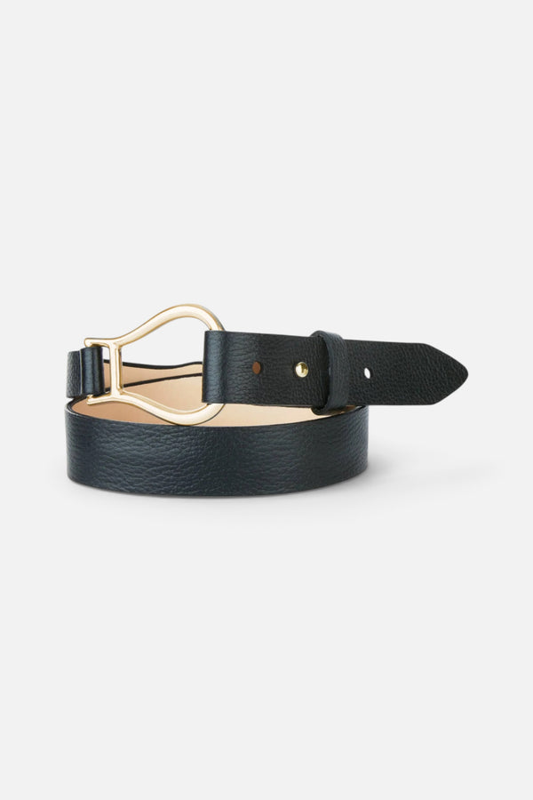 Brave Mikah Pebbled Leather Belt in Black