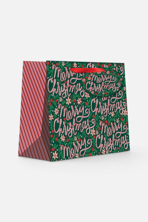 Candy Cane Christmas Tote Gift Bag - Large