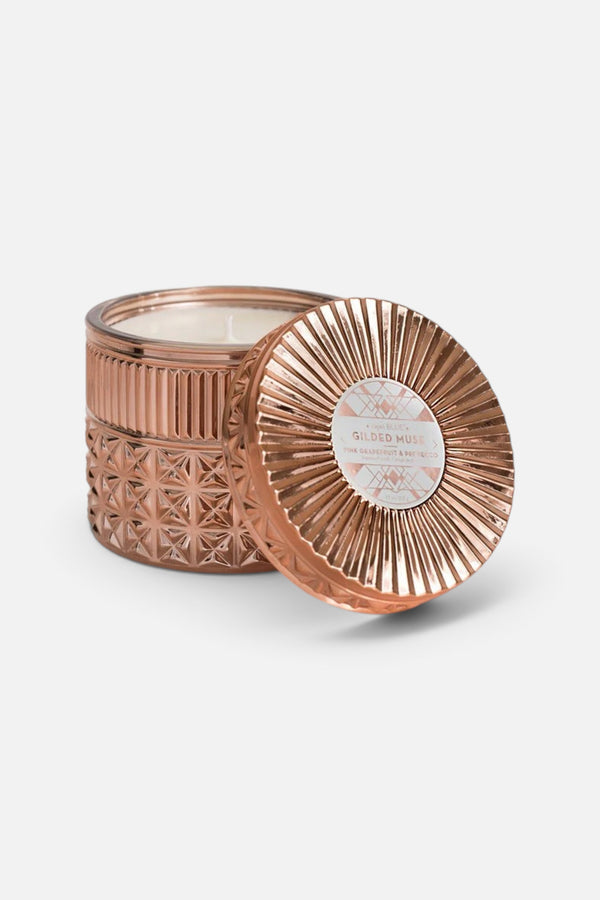 Capri Blue Pink Grapefruit & Prosecco Gilded Muse Faceted 11 OZ Jar Candle