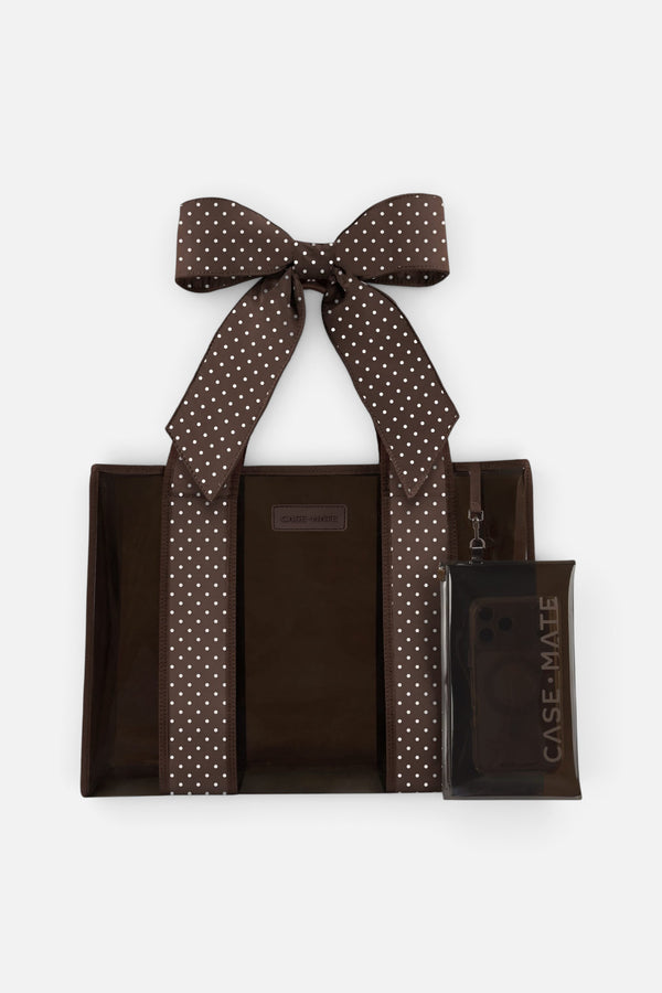Case-Mate Jelly Tote Bag in Espresso Polka Dot Bow