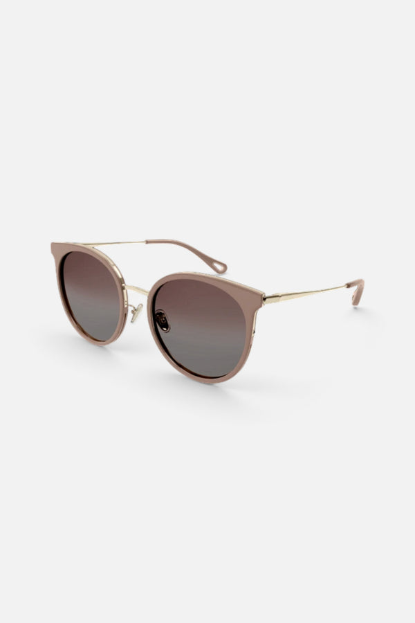 Chloe Nude/Gold Sunglasses with Orange Gradient lenses