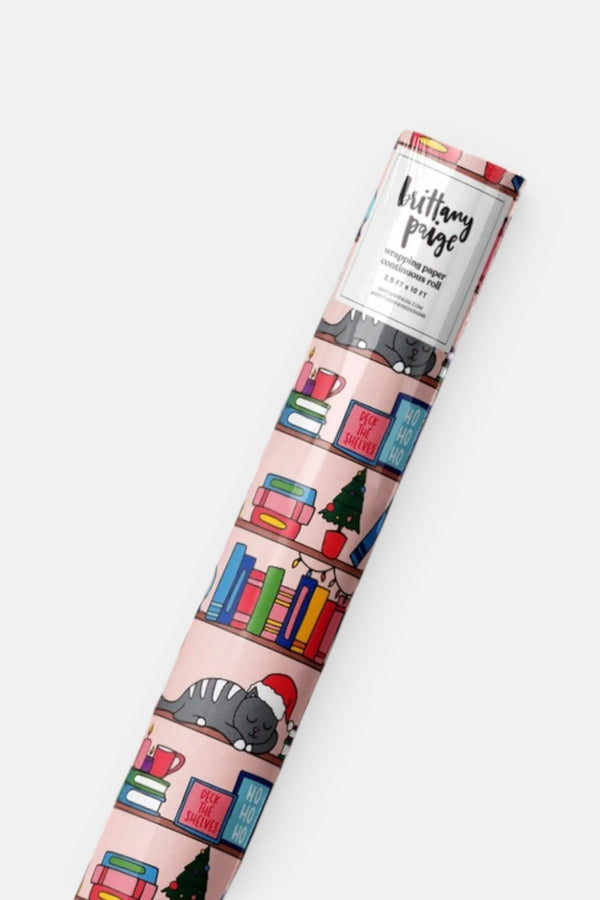 Christmas Bookshelf Wrapping Paper