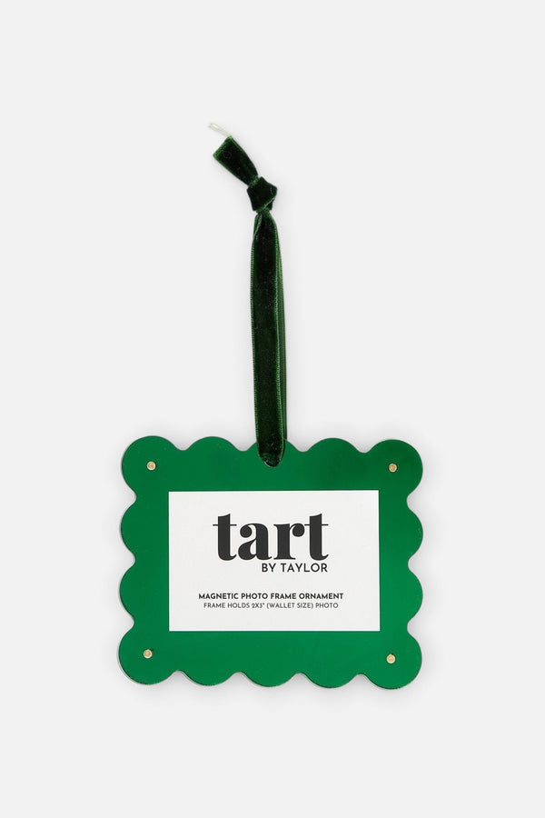 Chrome Frame Ornament in Green